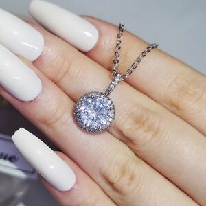 Sparkling Round Diamond Pendant  Necklace